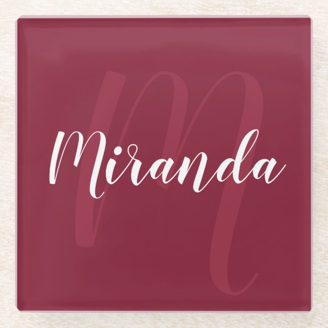 Modernes Personalisiertes Monogramm und Name Burgu Glasuntersetzer (Vorderseite)