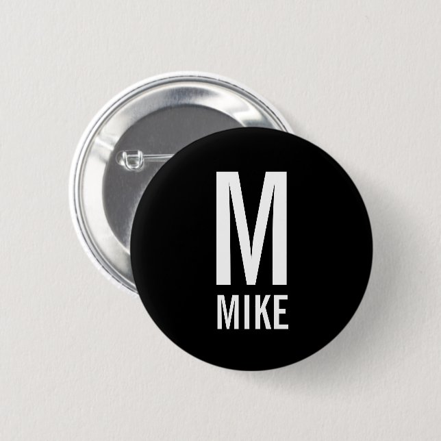 Modernes Personalisiertes Monogramm und Name Button (Vorne & Hinten)