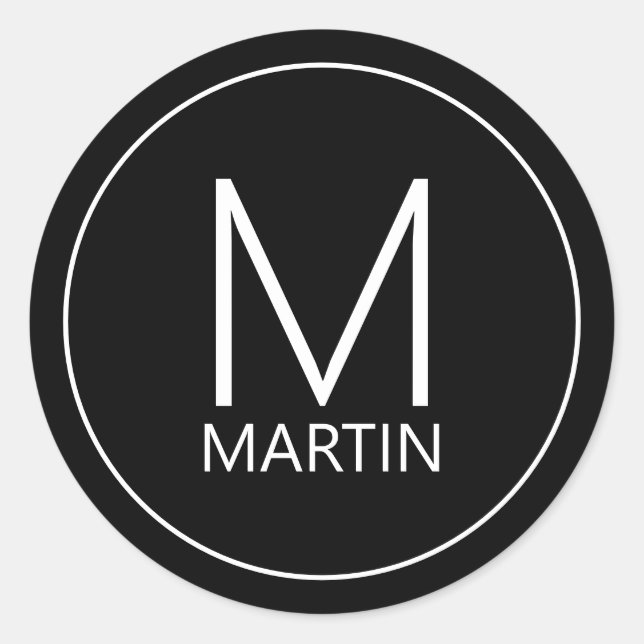 Modernes Personalisiertes Monogramm und Name Class Runder Aufkleber (Vorderseite)