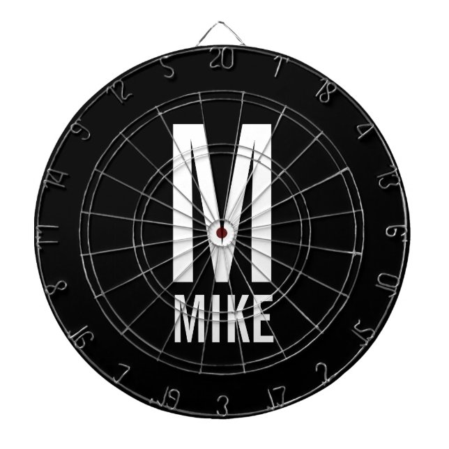 Modernes Personalisiertes Monogramm und Name Dartscheibe (vorne)