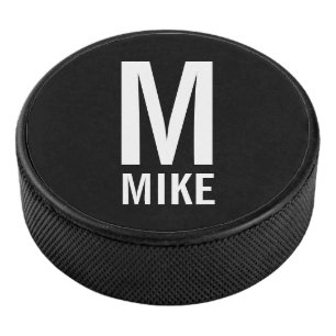 Modernes Personalisiertes Monogramm und Name Eishockey Puck