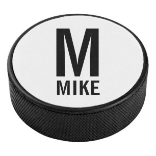 Modernes Personalisiertes Monogramm und Name Eishockey Puck