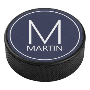 Modernes Personalisiertes Monogramm und Name Eishockey Puck