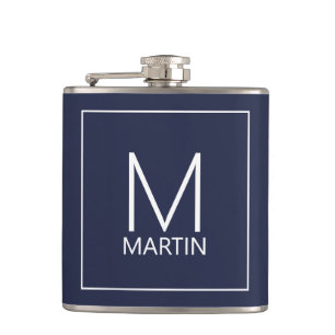 Modernes Personalisiertes Monogramm und Name Flask Flachmann