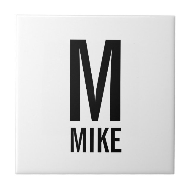Modernes Personalisiertes Monogramm und Name Fliese (Vorderseite)