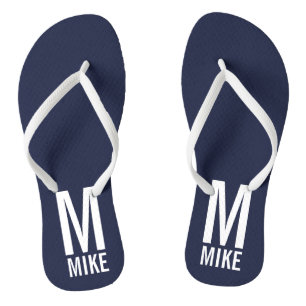 Modernes Personalisiertes Monogramm und Name Flip Flops