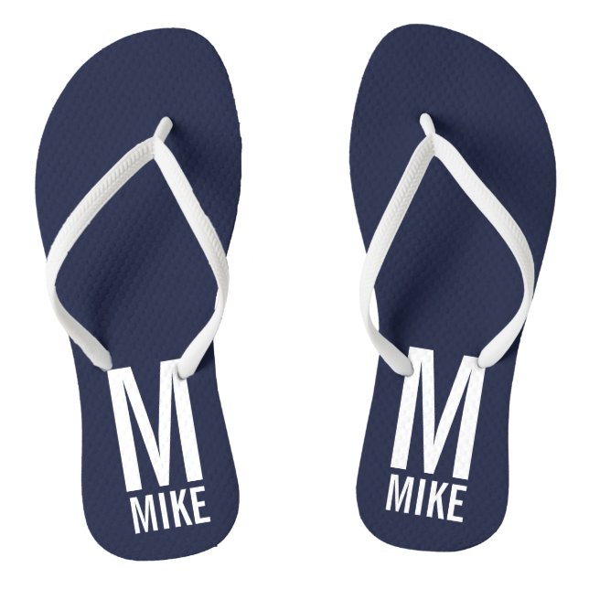 Modernes Personalisiertes Monogramm und Name Flip Flops (Fußbett)