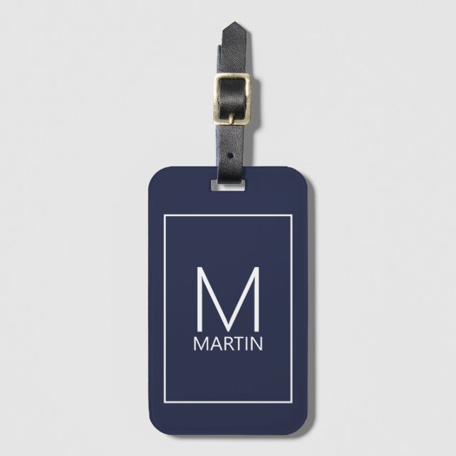 Modernes Personalisiertes Monogramm und Name Gepäc Gepäckanhänger (Vorderseite Vertikal)