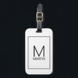 Modernes Personalisiertes Monogramm und Name Gepäc Gepäckanhänger<br><div class="desc">Modernes,  minimalistisches Design mit personalisiertem Monogramm und Namen im modernen Schwarz-Sans-Serif-Schriftart-Stil auf weißem Hintergrund. Perfekt als Feriengeschenk,  Vatertagsgeschenk für Papa und Geschenk für alle besondere Anlässe.</div>