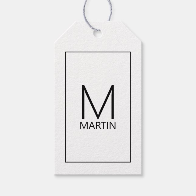 Modernes Personalisiertes Monogramm und Name Geschenkanhänger (Vorderseite)
