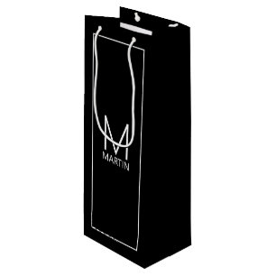 Modernes Personalisiertes Monogramm und Name Geschenktüte Für Weinflaschen