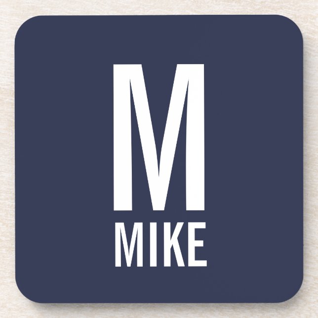 Modernes Personalisiertes Monogramm und Name Getränkeuntersetzer (Vorderseite)