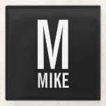 Modernes Personalisiertes Monogramm und Name Glasuntersetzer<br><div class="desc">Modernes Schwarz-Weiß-Monogramm-Design mit personalisiertem Monogramm und Namen im modernen fett formatierten Sans Serif Schriftart Stil. Einzigartiges Geschenk für Vater,  Ehemann,  Großeltern und mehr. Auch perfekt wie modernes Loft/minimalistisches Wohngestaltung Accessoires,  Geburtstagsgeschenk,  Feriengeschenk,  Familiengeschenk,  Wiedersehen,  Hauswärmeschenk und Geschenk für alle besondere Anlässe.</div>