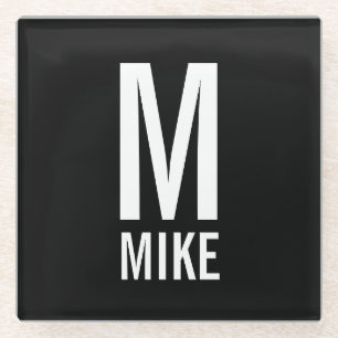 Modernes Personalisiertes Monogramm und Name Glasuntersetzer