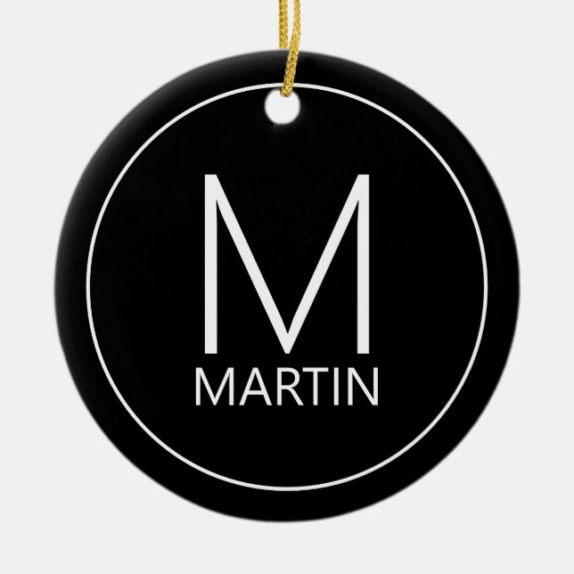 Modernes Personalisiertes Monogramm und Name Keramik Ornament (Vorne)