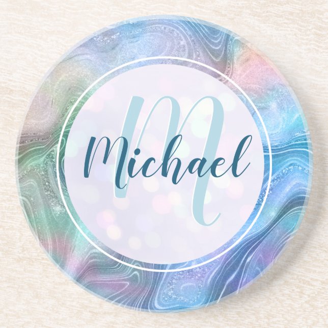 Modernes Personalisiertes Monogramm und Name Liqui Getränkeuntersetzer (Vorne)