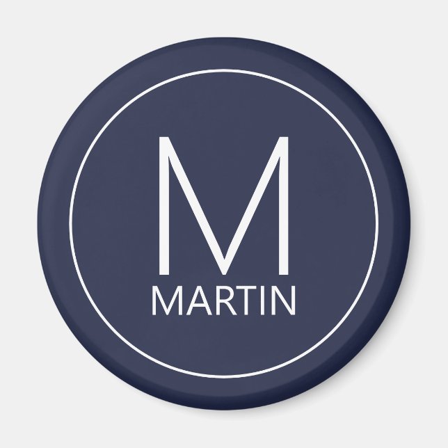 Modernes, Personalisiertes Monogramm und Name-Magn Magnet (Vorne)