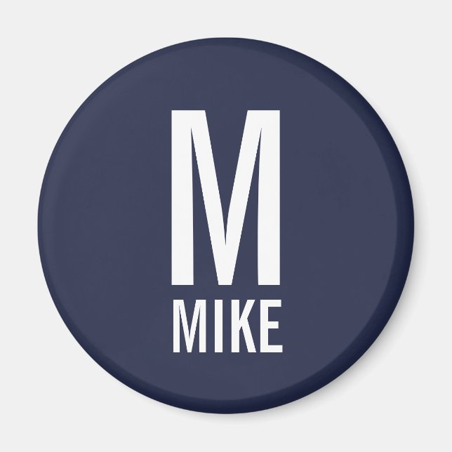 Modernes Personalisiertes Monogramm und Name Magnet (Vorne)