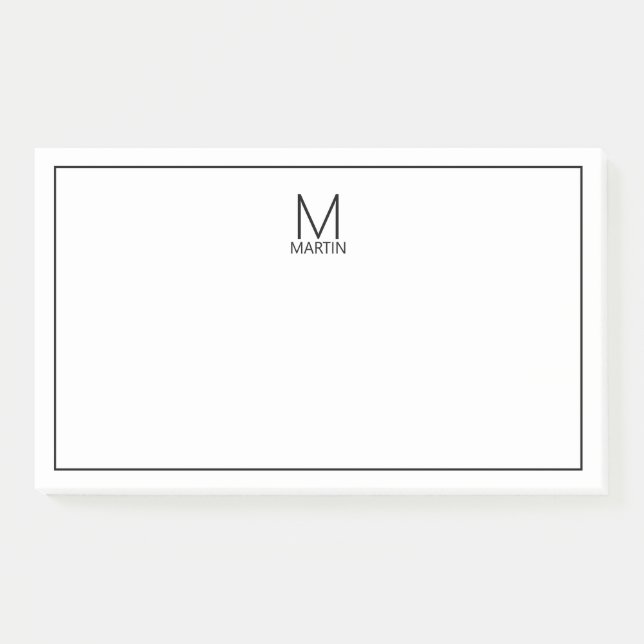 Modernes Personalisiertes Monogramm und Name Notep Post-it Klebezettel (Vorderseite)