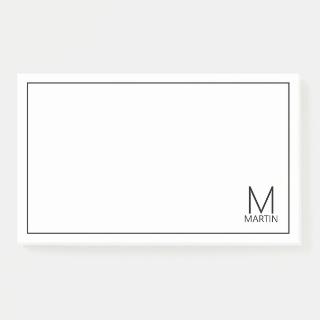 Modernes Personalisiertes Monogramm und Name Notep Post-it Klebezettel (Vorderseite)