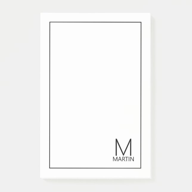 Modernes Personalisiertes Monogramm und Name Notep Post-it Klebezettel (Vorderseite)