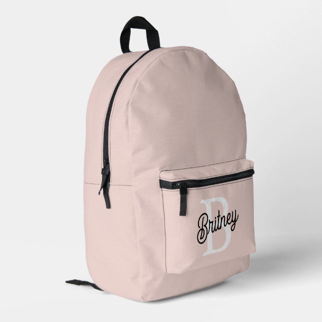 Modernes Personalisiertes Monogramm und Name Paste Bedruckter Rucksack (Rückseitige Ecke links)