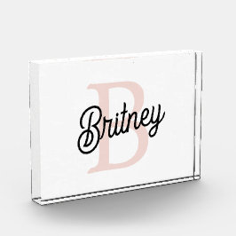 Modernes Personalisiertes Monogramm und Name Paste Fotoblock