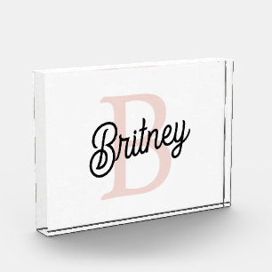 Modernes Personalisiertes Monogramm und Name Paste Fotoblock