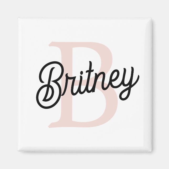 Modernes Personalisiertes Monogramm und Name Paste Magnet (Vorne)