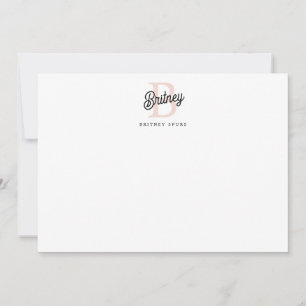 Modernes Personalisiertes Monogramm und Name Paste Mitteilungskarte