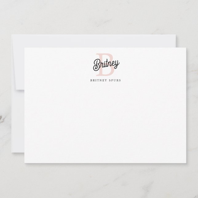 Modernes Personalisiertes Monogramm und Name Paste Mitteilungskarte (Vorderseite)