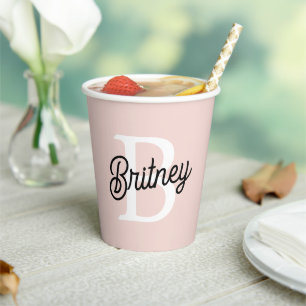 Modernes Personalisiertes Monogramm und Name Paste Pappbecher