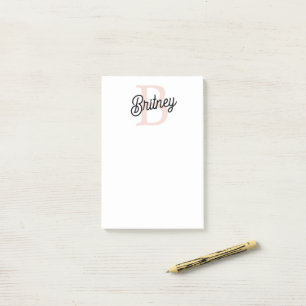 Modernes Personalisiertes Monogramm und Name Paste Post-it Klebezettel