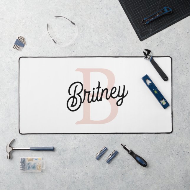 Modernes Personalisiertes Monogramm und Name Paste Schreibtischunterlage (Arbeitsplatz)