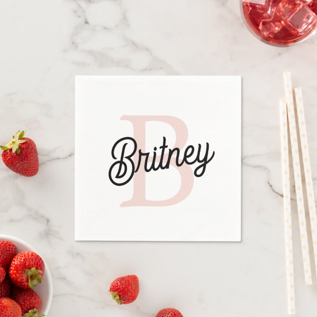 Modernes Personalisiertes Monogramm und Name Paste Serviette (Beispiel)