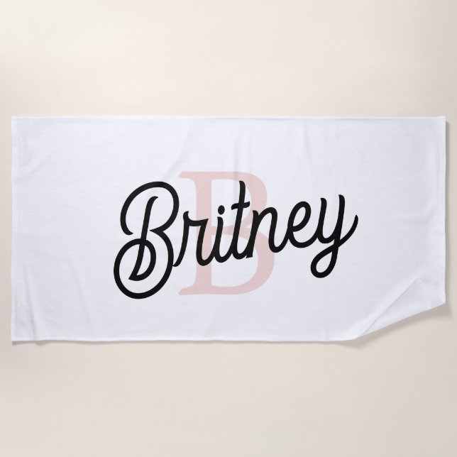 Modernes Personalisiertes Monogramm und Name Paste Strandtuch (Vorderseite)