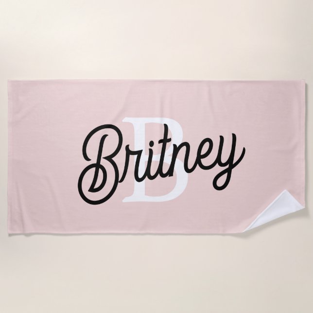 Modernes Personalisiertes Monogramm und Name Paste Strandtuch (Vorderseite)