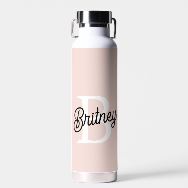 Modernes Personalisiertes Monogramm und Name Paste Trinkflasche (Vorne)