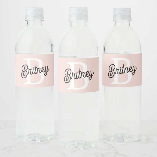 Modernes Personalisiertes Monogramm und Name Paste Wasserflaschenetikett (Flaschen)
