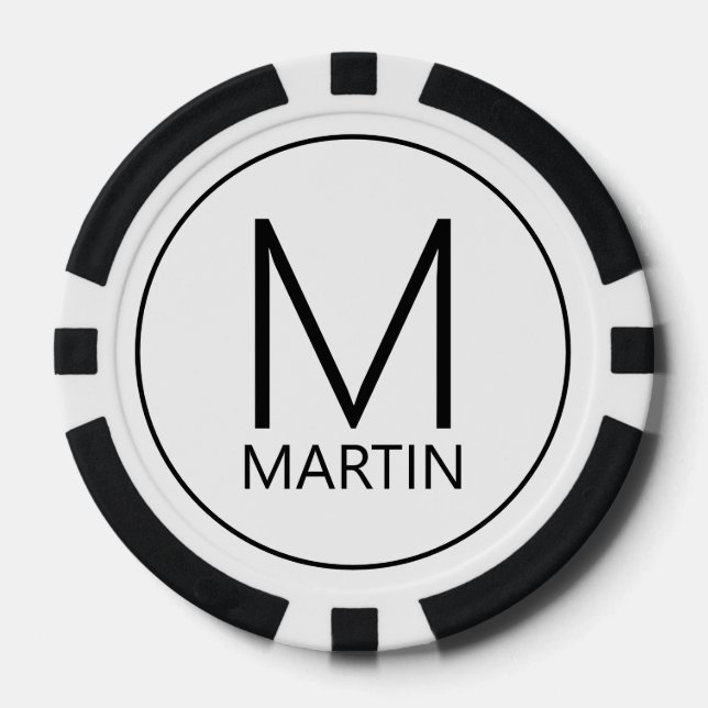 Modernes Personalisiertes Monogramm und Name Pokerchips (Vorderseite)