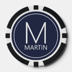 Modernes Personalisiertes Monogramm und Name Pokerchips