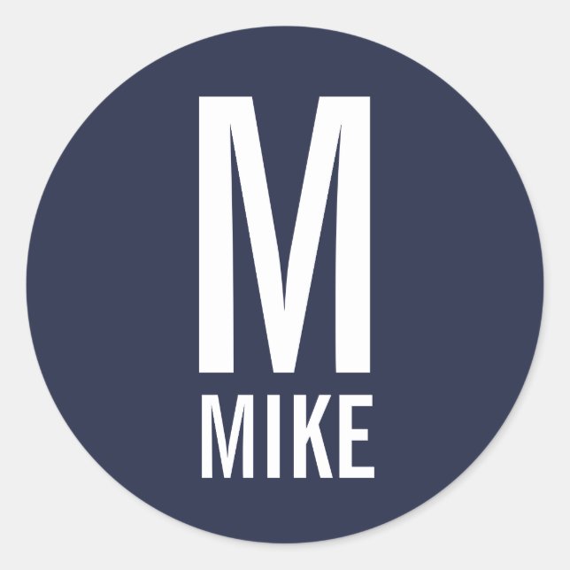 Modernes Personalisiertes Monogramm und Name Runder Aufkleber (Vorderseite)