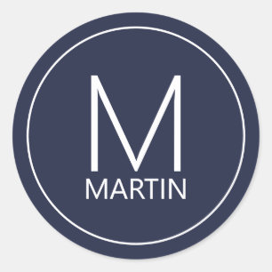 Modernes Personalisiertes Monogramm und Name Runder Aufkleber