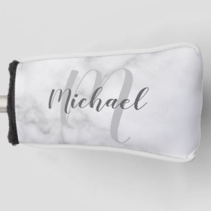 Modernes Personalisiertes Monogramm und Name Weiße Golf Headcover