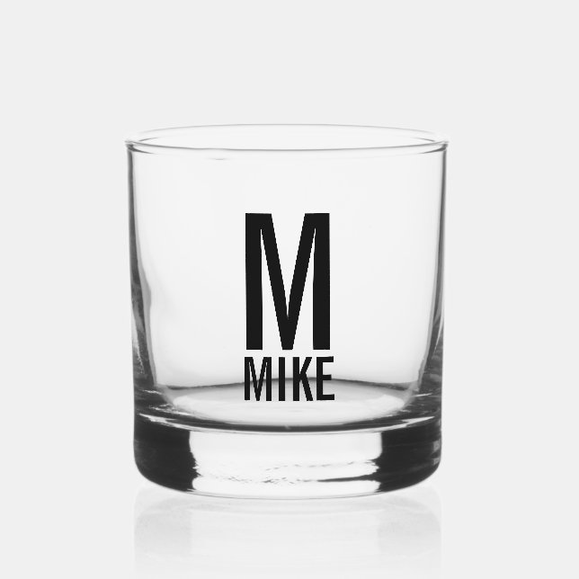 Modernes Personalisiertes Monogramm und Name Whiskyglas (Vorderseite)