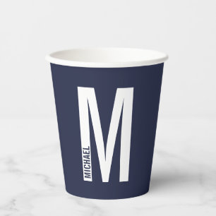 Modernes, Personalisiertes Monogramm und Namenspap Pappbecher