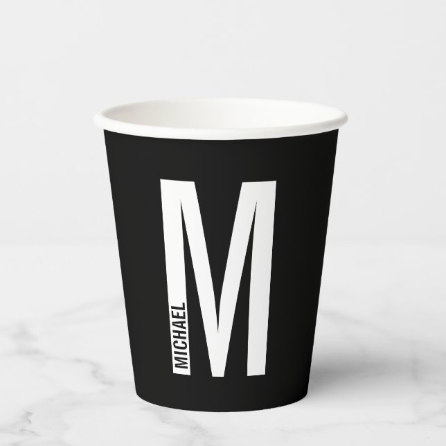 Modernes, Personalisiertes Monogramm und Namenspap Pappbecher (Vorderseite)