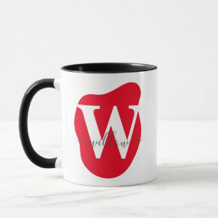 Modernes Personalisiertes Rotes Abstraktes Monogra Tasse