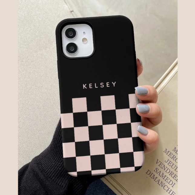 Modernes Personalisiertes Schwarz & Creme Case-Mate iPhone Hülle (Von Creator hochgeladen)