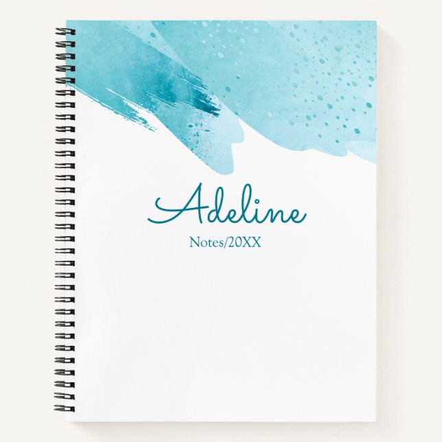 Modernes Personalisiertes Simple Script Blue Noteb Notizbuch (Vorderseite)